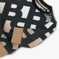 BOSS Boys Black & Beige Logo Cotton Sweatshirt Discount