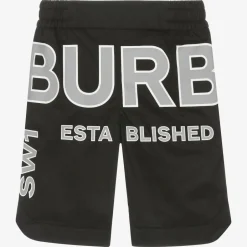 Burberry Boys Black & Checked Logo Shorts Hot