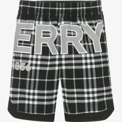 Burberry Boys Black & Checked Logo Shorts Hot