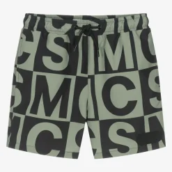 Stella McCartney Kids Boys Black & Green SMC Logo Swim Shorts Discount