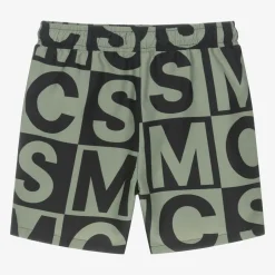 Stella McCartney Kids Boys Black & Green SMC Logo Swim Shorts Discount