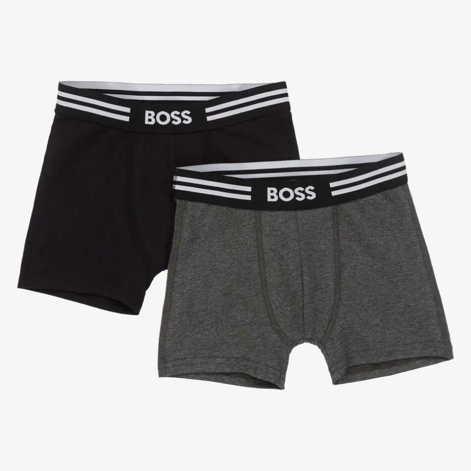 BOSS Boys Black & Grey Boxer Shorts (2 Pack) Online