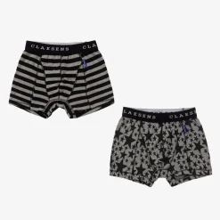Claesens Boys Black & Grey Cotton Boxers (2 Pack) Hot