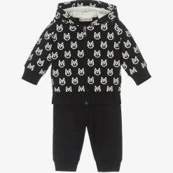Moncler Enfant Boys Black & White Cotton Logo Tracksuit Sale