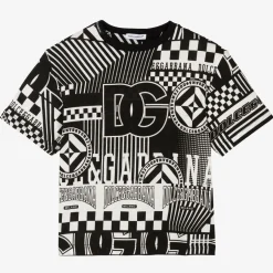 Dolce amp; Gabbana Boys Black & White Cotton Graphic T-Shirt Hot