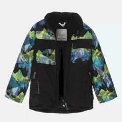 Pilguni Boys Black Abstract Print Ski Jacket Hot