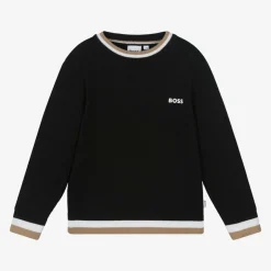 BOSS Boys Black Cotton & Wool Knit Jumper Online