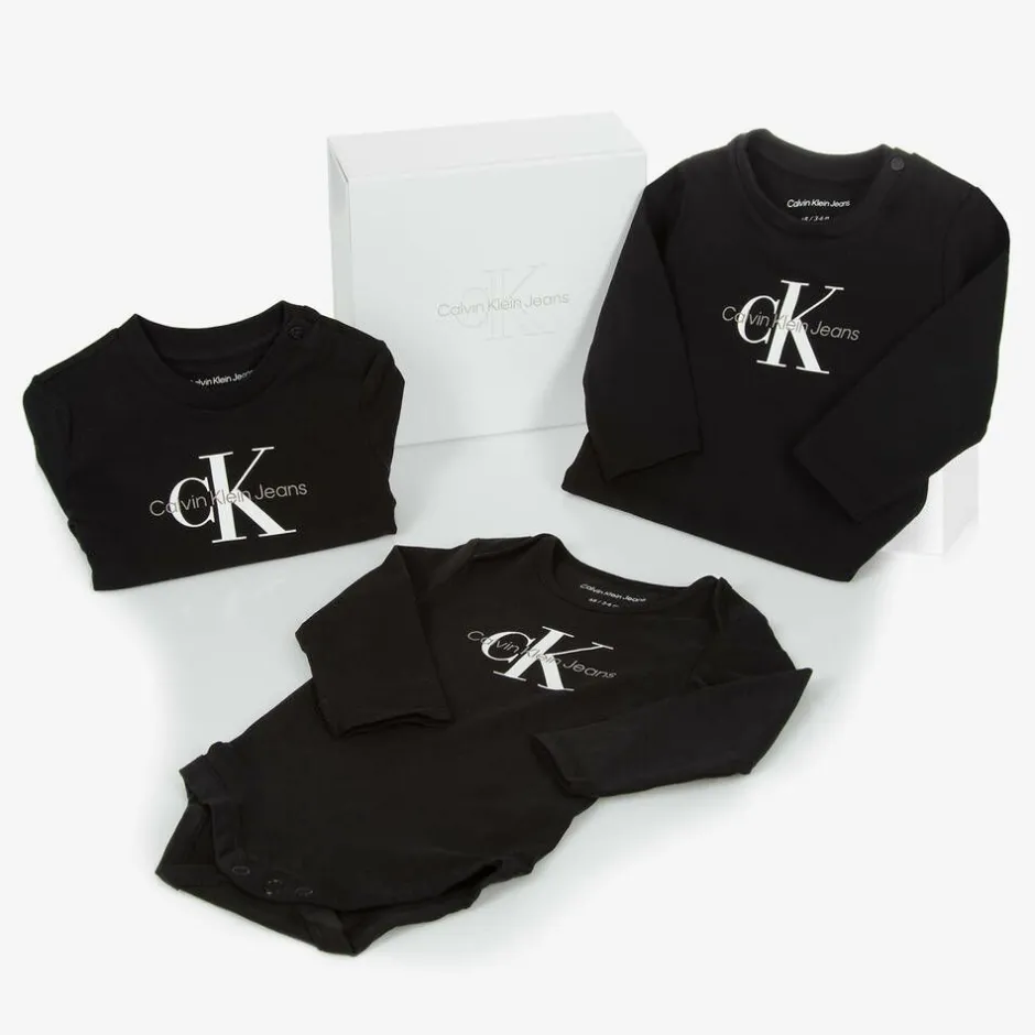 Calvin Klein Boys Black Cotton Babysuit Set Clearance