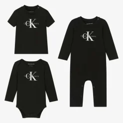 Calvin Klein Boys Black Cotton Babysuit Set Clearance