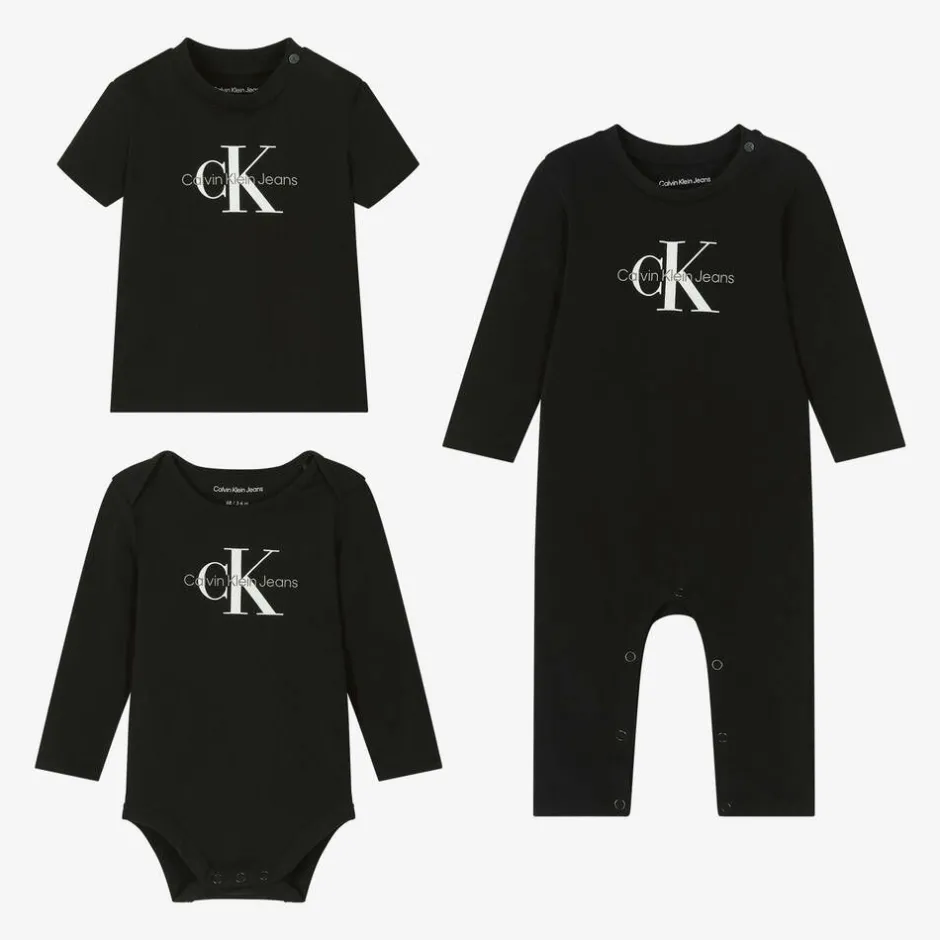 Calvin Klein Boys Black Cotton Babysuit Set Clearance