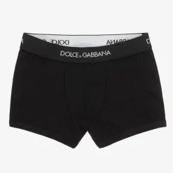 Dolce amp; Gabbana Boys Black Cotton Boxers (2 Pack) New