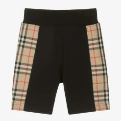 Burberry Boys Black Cotton Check Shorts Hot