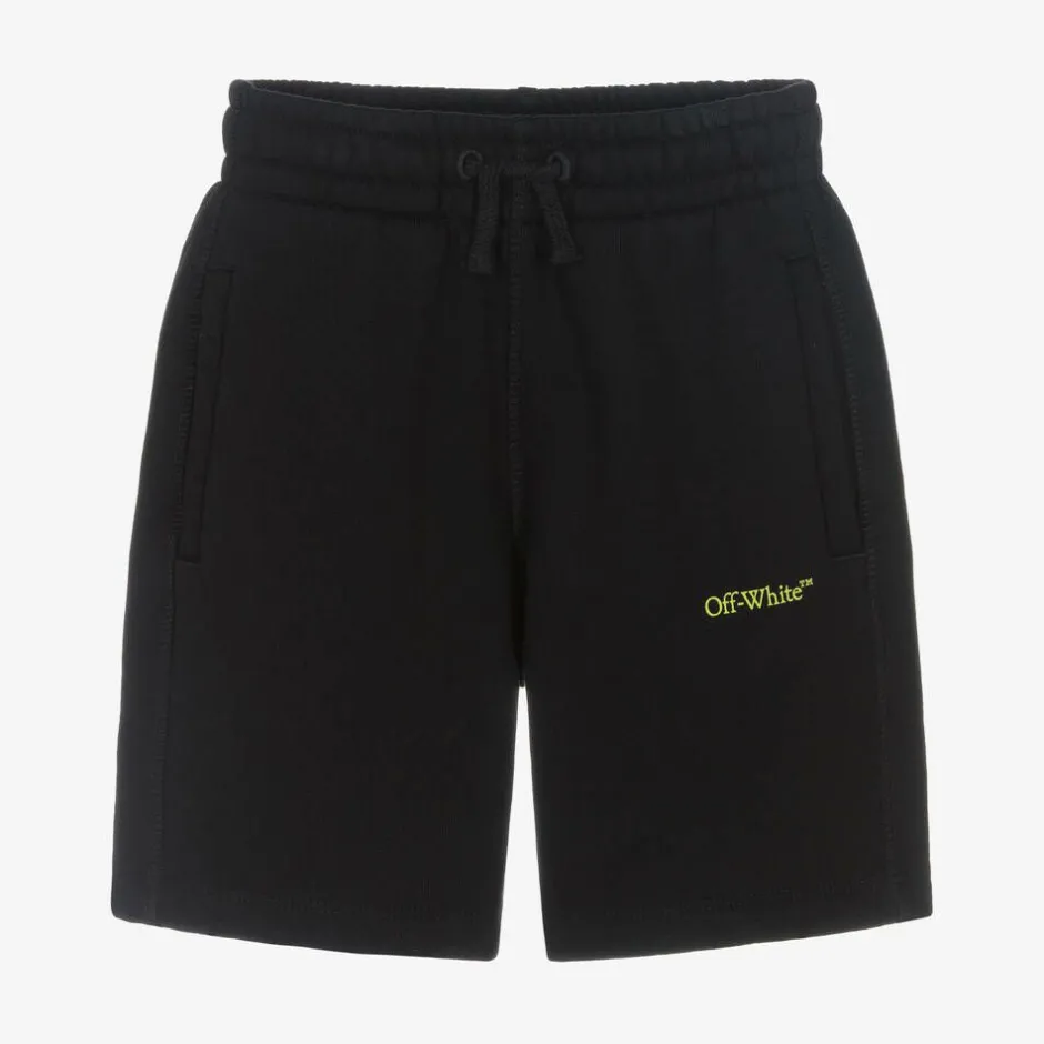 Off-White Boys Black Cotton Diagonals Shorts Sale