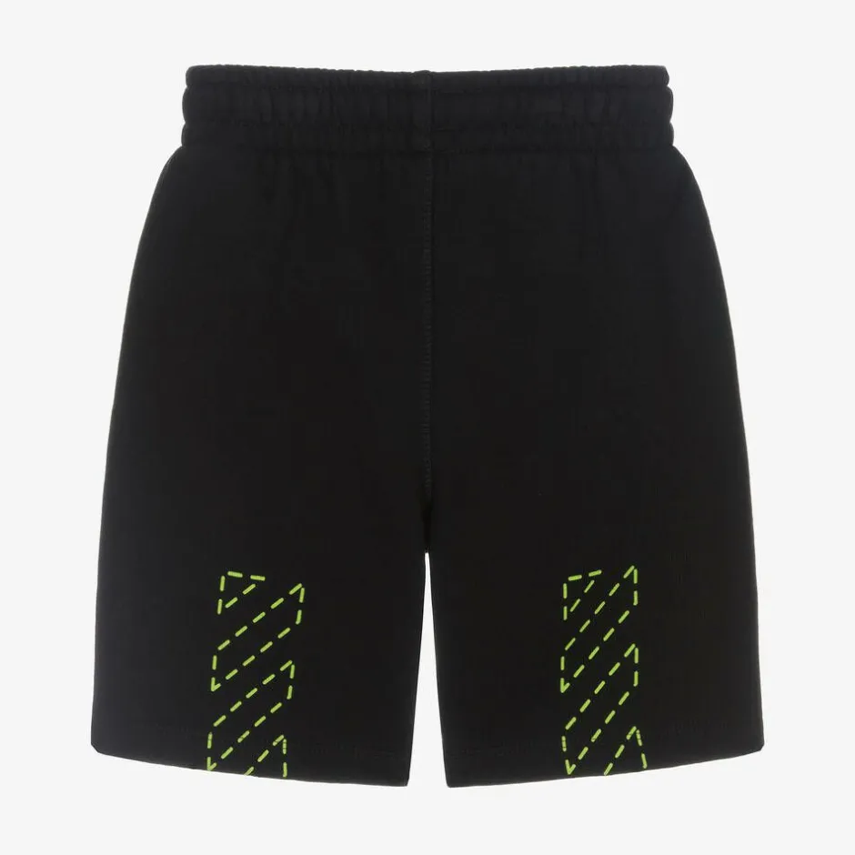 Off-White Boys Black Cotton Diagonals Shorts Sale