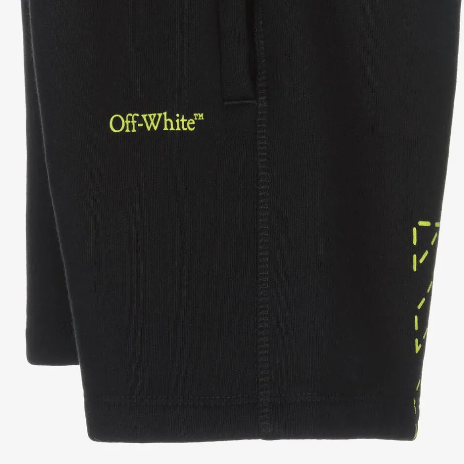Off-White Boys Black Cotton Diagonals Shorts Sale