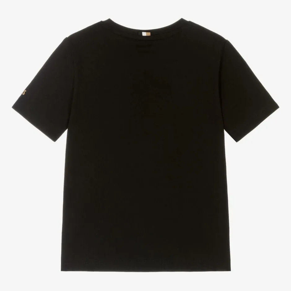 BOSS Boys Black Cotton Double B T-Shirt