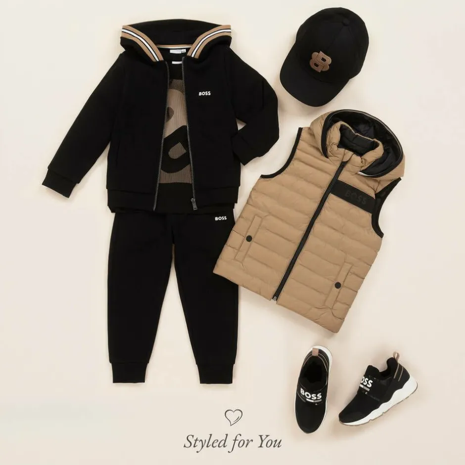 BOSS Boys Black Cotton Double B T-Shirt