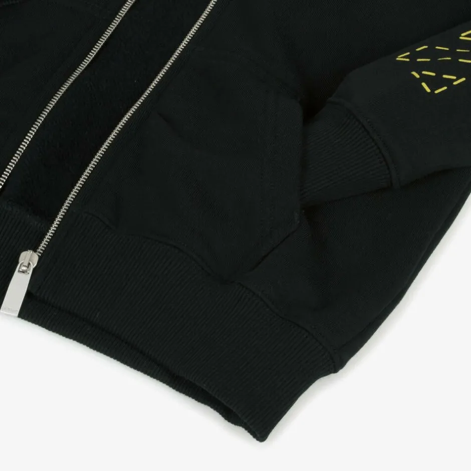 Off-White Boys Black Cotton Hooded Zip-Up Top Best