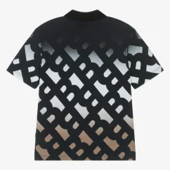 BOSS Boys Black Cotton Monogram Polo Shirt Sale