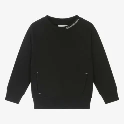 Calvin Klein Boys Black Cotton Sweatshirt Outlet