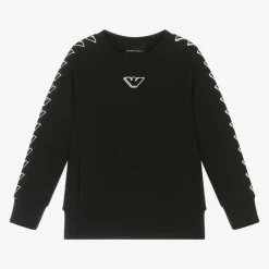 Emporio Armani Boys Black Cotton Sweatshirt Outlet