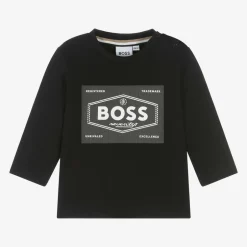 BOSS Boys Black Cotton Top Clearance