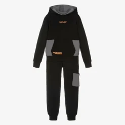 iDO Junior Boys Black Cotton Tracksuit Hot