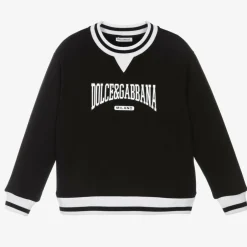 Dolce amp; Gabbana Boys Black Cotton Varsity Sweatshirt New
