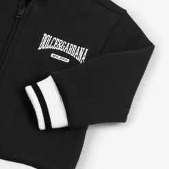 Dolce amp; Gabbana Boys Black Cotton Zip-Up Hoodie Clearance