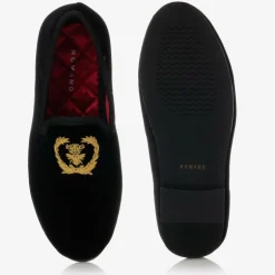 Romano Boys Black Crest Slip-On Shoes Outlet