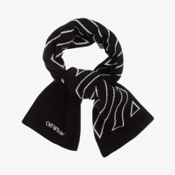 Off-White Boys Black Diagonal Wool & Cotton Scarf Outlet