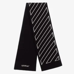 Off-White Boys Black Diagonal Wool & Cotton Scarf Outlet