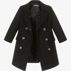 Romano Boys Black Faux Fur Trim Coat Sale