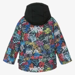 Pilguni Boys Black Graffiti Print Ski Jacket Sale