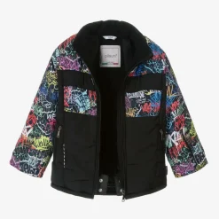 Pilguni Boys Black Graffiti Print Ski Jacket Sale
