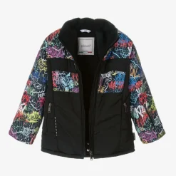 Pilguni Boys Black Graffiti Print Ski Jacket Sale