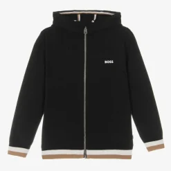 BOSS Boys Black Knitted Zip-Up Top Outlet