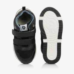 Old Soles Boys Black Leather & Mesh Velcro Trainers Outlet