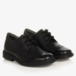 Geox Boys Black Leather Brogue Shoes Outlet