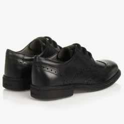 Geox Boys Black Leather Brogue Shoes Outlet