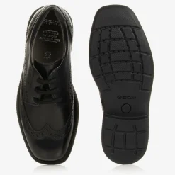 Geox Boys Black Leather Brogue Shoes Outlet