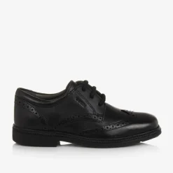 Geox Boys Black Leather Brogue Shoes Outlet