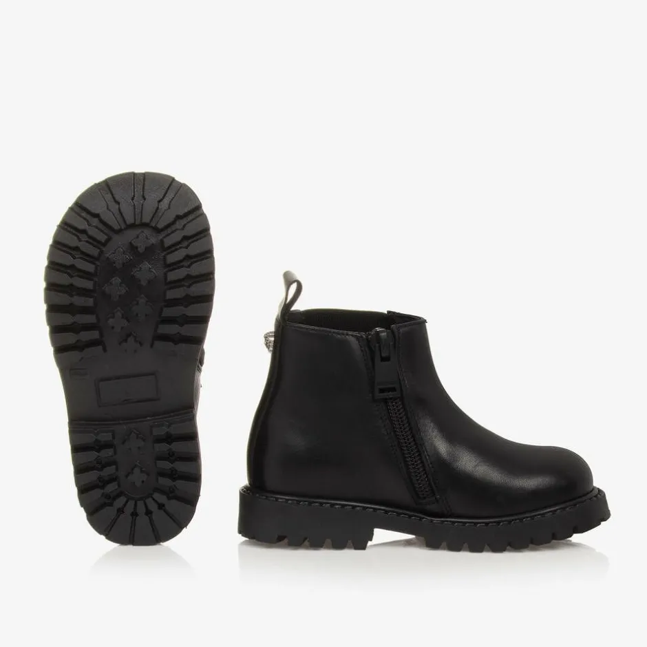 Versace Boys Black Leather Chelsea Boots Online