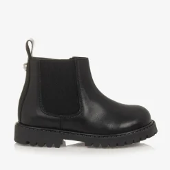 Versace Boys Black Leather Chelsea Boots Online