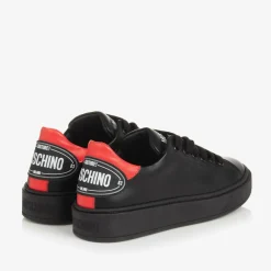 Moschino Boys Black Leather Lace-Up Trainers