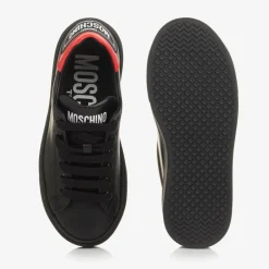 Moschino Boys Black Leather Lace-Up Trainers