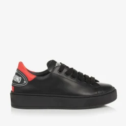 Moschino Boys Black Leather Lace-Up Trainers