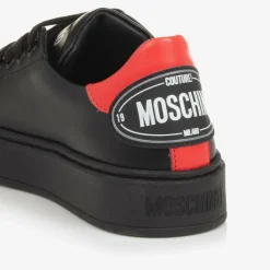 Moschino Boys Black Leather Lace-Up Trainers