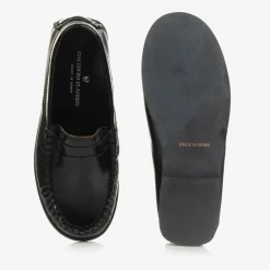 Childrens Classics Boys Black Leather Loafers Best