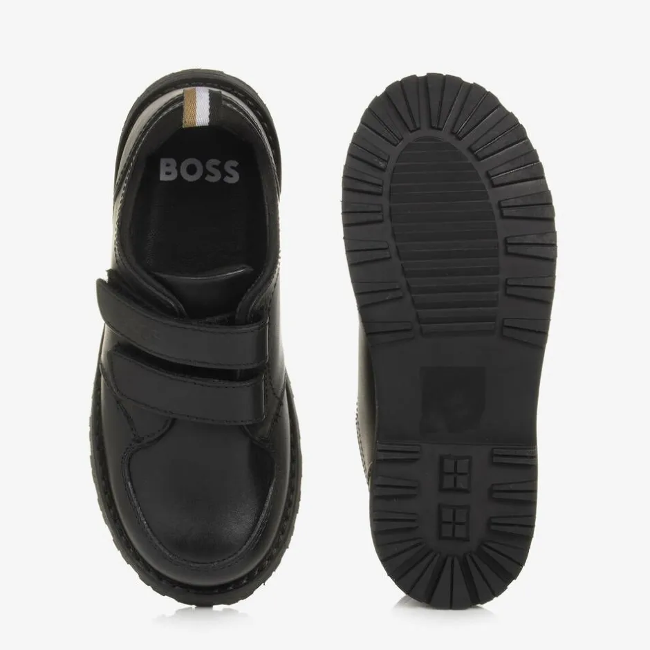 BOSS Boys Black Leather Shoes Outlet